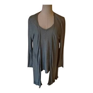 Tahari Blue Linen Cami & Cardigan Classic Set Size Large
